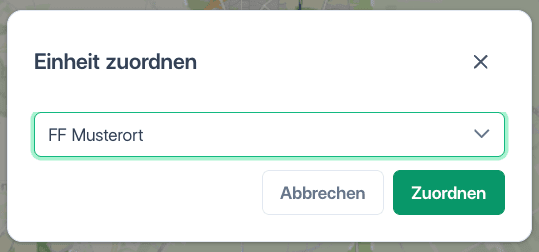 Dialog zur Auswahl der Einheit