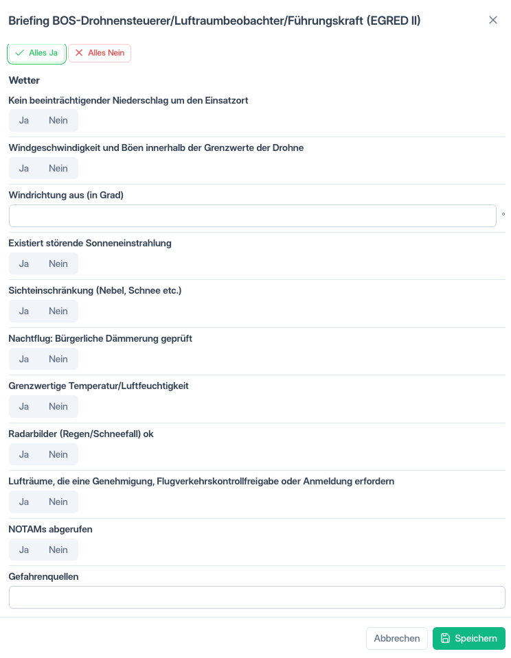 Checkliste ausfüllen