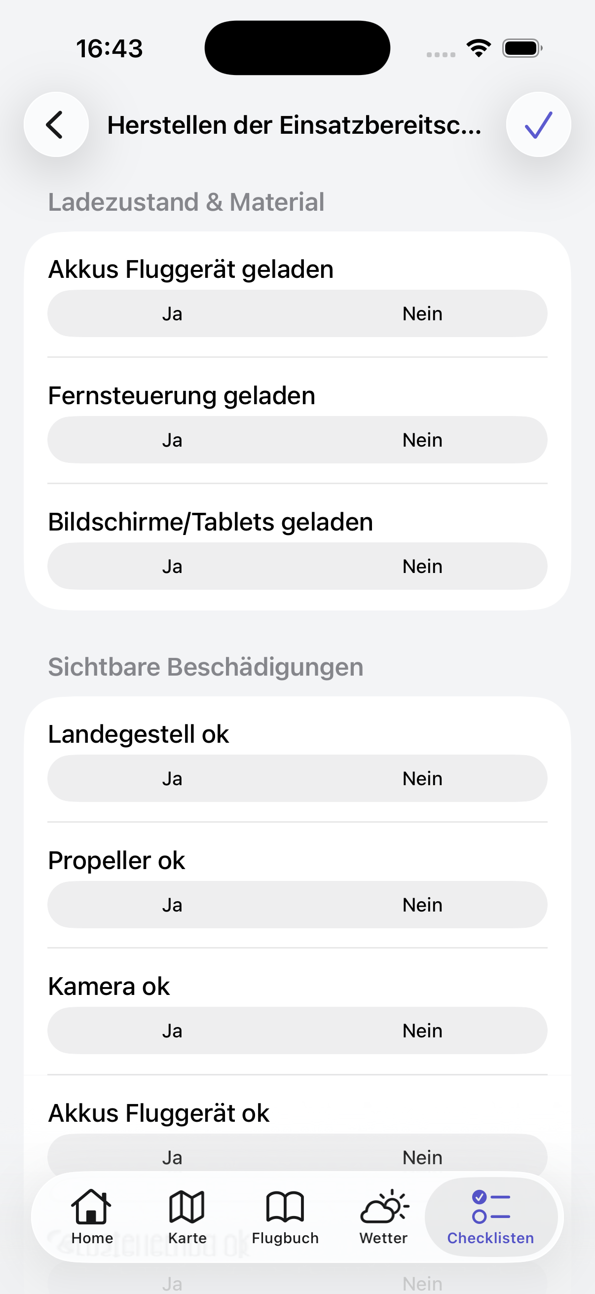 Checkliste ausfüllen
