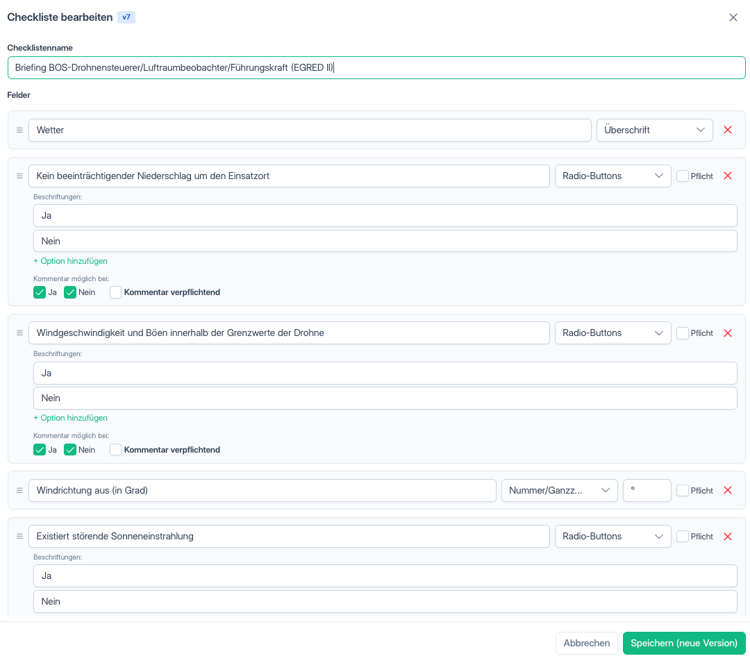 Checklisten Editor