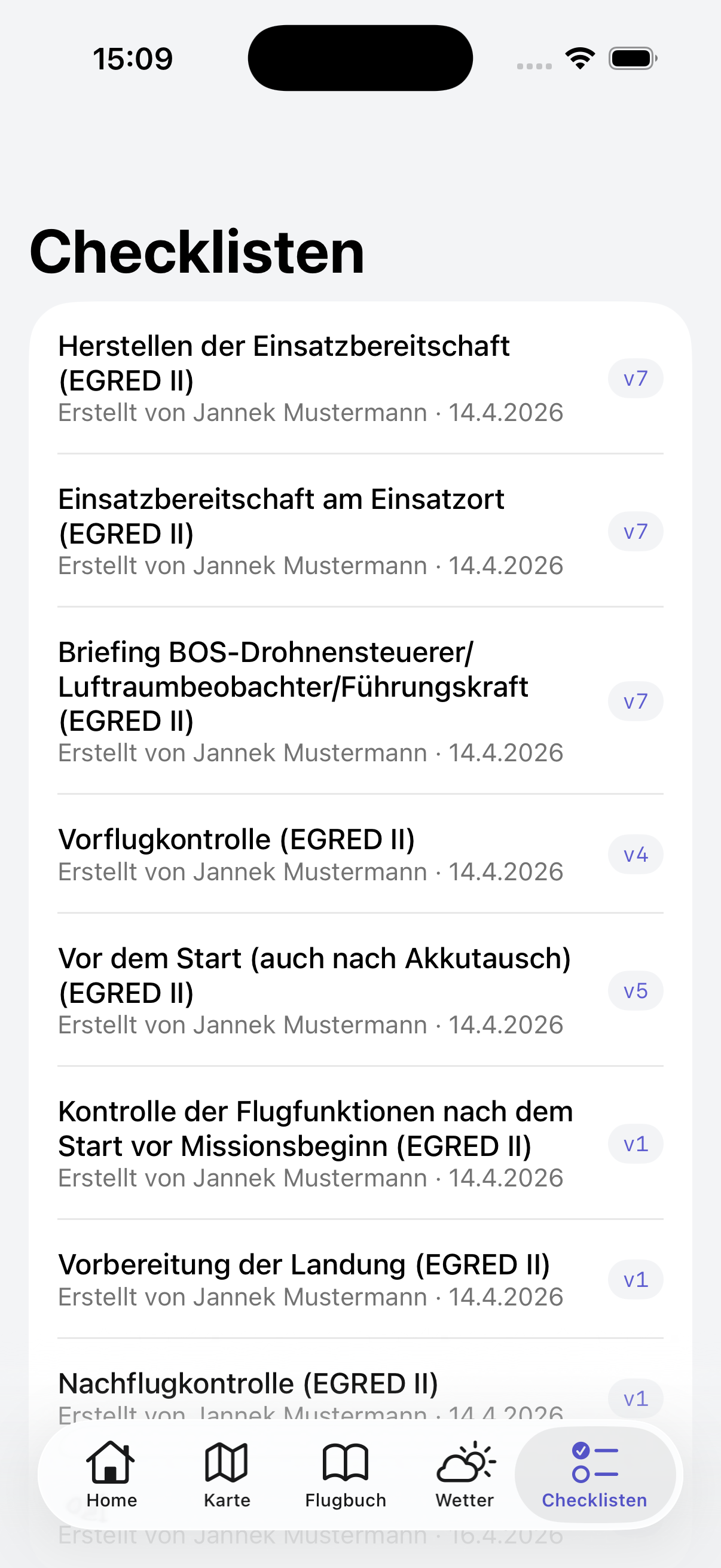 Checklisten Übersicht